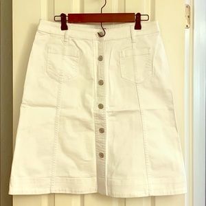 Chaps Button-Down White Denim Skirt